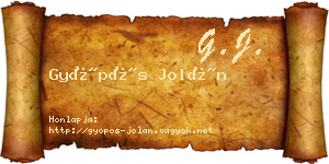 Gyöpös Jolán névjegykártya